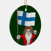 Jolly Santa Claus mit der Flagge Finnlands Keramik Ornament (Rechts)