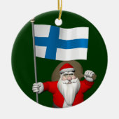 Jolly Santa Claus mit der Flagge Finnlands Keramik Ornament (Vorne)
