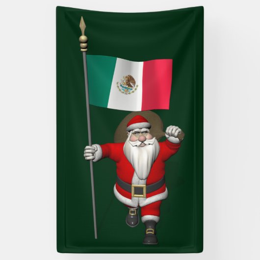 Jolly Santa Claus mit der Flagge Mexikos Banner (Vertikal)