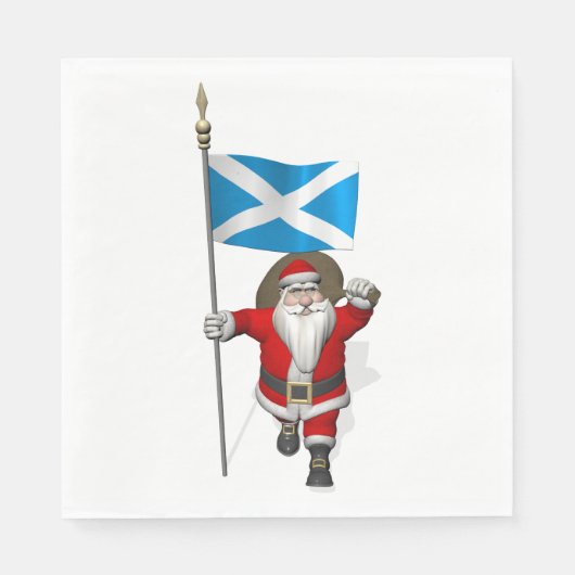 Jolly Santa Claus mit der Flagge Schottlands Serviette (Vorderseite)