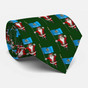 Jolly Santa Claus mit der Flagge von Oklahoma Krawatte
