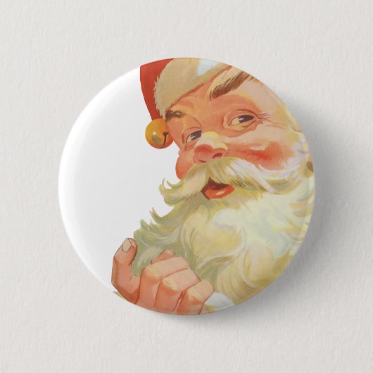 Jolly Santa Claus mit einem Geheimnis, Weihnachtsf Button (Vorderseite)