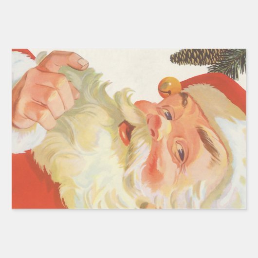 Jolly Santa Claus mit einem Geheimnis, Weihnachtsf Geschenkpapier Set (Vorderseite 3)