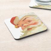 Jolly Santa Claus mit einem Geheimnis, Weihnachtsf Getränkeuntersetzer (Linke Seite)