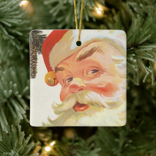 Jolly Santa Claus mit einem Geheimnis, Weihnachtsf Keramikornament (Baum)