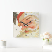 Jolly Santa Claus mit einem Geheimnis, Weihnachtsf Quadratische Wanduhr (Zuhause)
