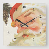 Jolly Santa Claus mit einem Geheimnis, Weihnachtsf Quadratische Wanduhr (Vorderseite)
