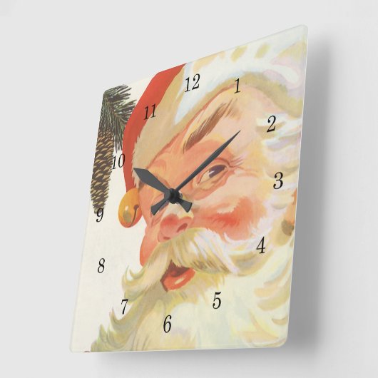 Jolly Santa Claus mit einem Geheimnis, Weihnachtsf Quadratische Wanduhr (Winkel)