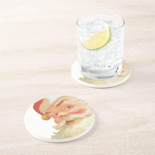 Jolly Santa Claus mit einem Geheimnis, Weihnachtsf Sandstein Untersetzer (Seite)