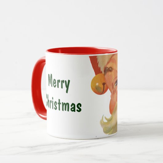 Jolly Santa Claus mit einem Geheimnis, Weihnachtsf Tasse (Vorderseite Links)