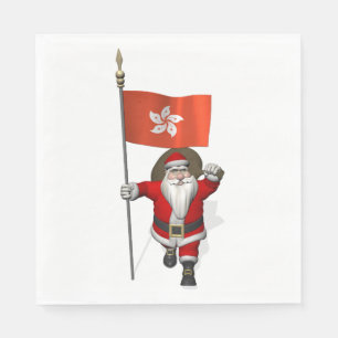 Jolly Santa Claus mit Flagge von Hongkong Serviette