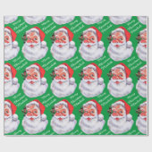 Jolly Santa Claus Personalialize Name Text Christm Geschenkpapier (Flach)