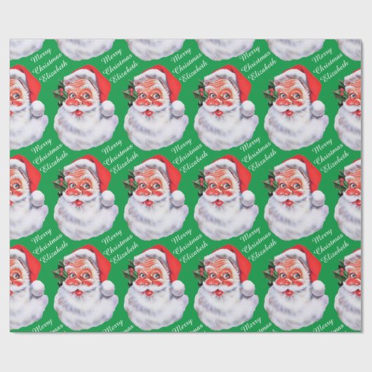 Jolly Santa Claus Personalialize Name Text Christm Geschenkpapier (Flach)