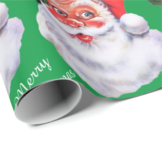 Jolly Santa Claus Personalialize Name Text Christm Geschenkpapier (Rolleneckpunkt)