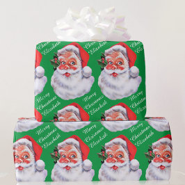 Jolly Santa Claus Personalialize Name Text Christm Geschenkpapier