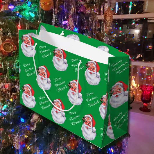 Jolly Santa Claus Personalisiert Name Child's Große Geschenktüte