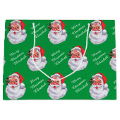 Jolly Santa Claus Personalisiert Name Child's Große Geschenktüte (Vorderseite)