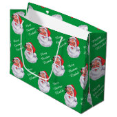 Jolly Santa Claus Personalisiert Name Child's Große Geschenktüte (Vorderseite Schrägansicht)