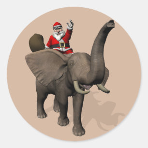 Jolly Santa Claus reiten auf Elefant Runder Aufkleber