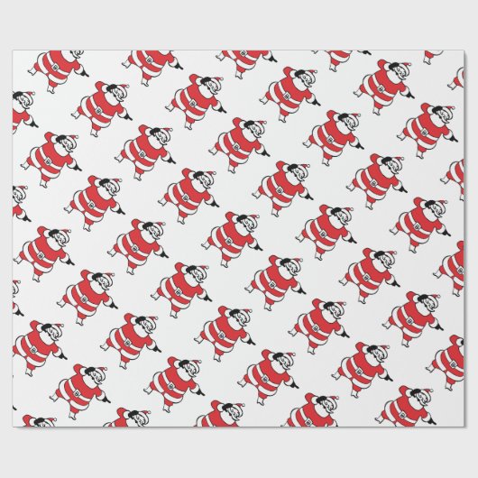 Jolly Santa Claus ruft Reindeer zu Weihnachten an Geschenkpapier (Flach)