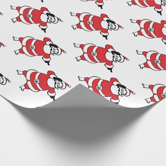 Jolly Santa Claus ruft Reindeer zu Weihnachten an Geschenkpapier (Ecke)