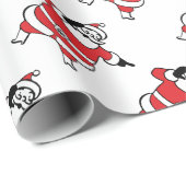 Jolly Santa Claus ruft Reindeer zu Weihnachten an Geschenkpapier (Rolleneckpunkt)