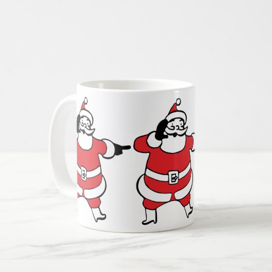 Jolly Santa Claus ruft Reindeer zu Weihnachten an Kaffeetasse (Vorderseite Links)