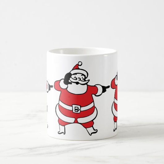 Jolly Santa Claus ruft Reindeer zu Weihnachten an Kaffeetasse (Mittel)