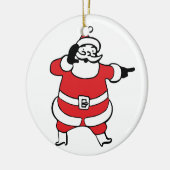 Jolly Santa Claus ruft Reindeer zu Weihnachten an Keramikornament (Links)