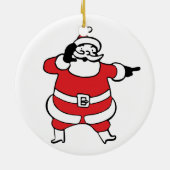 Jolly Santa Claus ruft Reindeer zu Weihnachten an Keramikornament (Hinten)