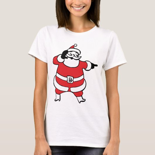 Jolly Santa Claus ruft Reindeer zu Weihnachten an T-Shirt (Vorderseite)