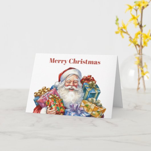 Jolly Santa Claus Traditionelle Weihnachten Karte (Gelbe Blume)