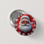 Jolly Santa Claus Umgeben von Schneeflocken Button (Vorne & Hinten)