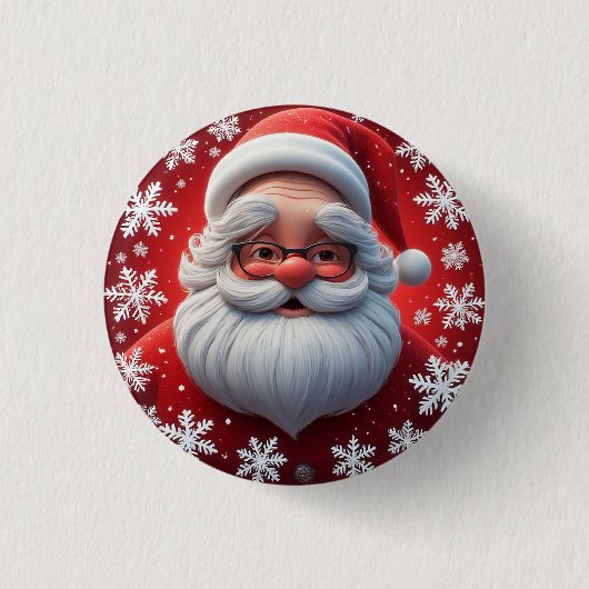 Jolly Santa Claus Umgeben von Schneeflocken Button (Vorderseite)