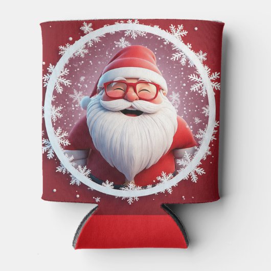 Jolly Santa Claus Umgeben von Schneeflocken Dosenkühler (Vorderseite)