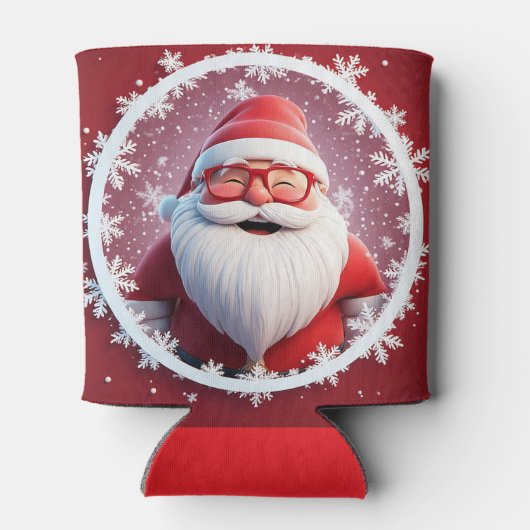 Jolly Santa Claus Umgeben von Schneeflocken Dosenkühler (Rückseite)
