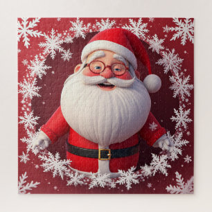 Jolly Santa Claus Umgeben von Schneeflocken Puzzle