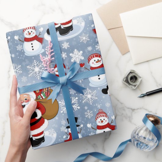 Jolly Santa Claus und Snowmen Weihnachtsmuster Geschenkpapier (Schenken)