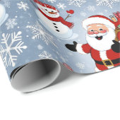 Jolly Santa Claus und Snowmen Weihnachtsmuster Geschenkpapier (Rolleneckpunkt)