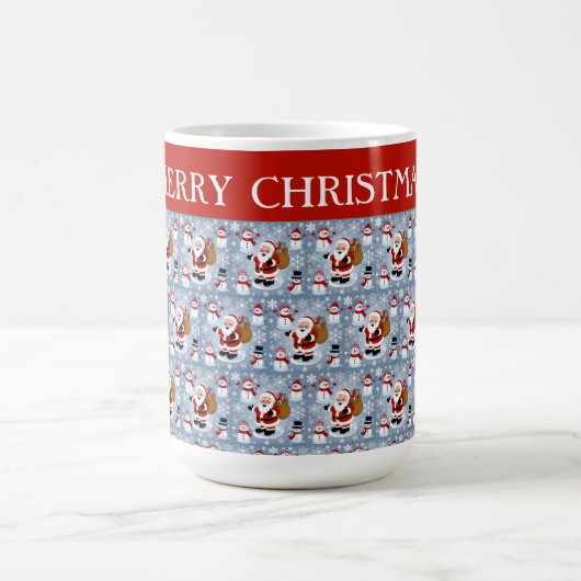 Jolly Santa Claus und Snowmen Weihnachtsmuster Kaffeetasse (Mittel)