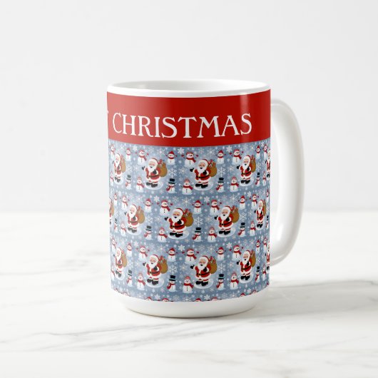 Jolly Santa Claus und Snowmen Weihnachtsmuster Kaffeetasse (VorderseiteRechts)