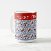 Jolly Santa Claus und Snowmen Weihnachtsmuster Kaffeetasse (Vorderseite Links)