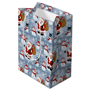 Jolly Santa Claus und Snowmen Weihnachtsmuster Mittlere Geschenktüte