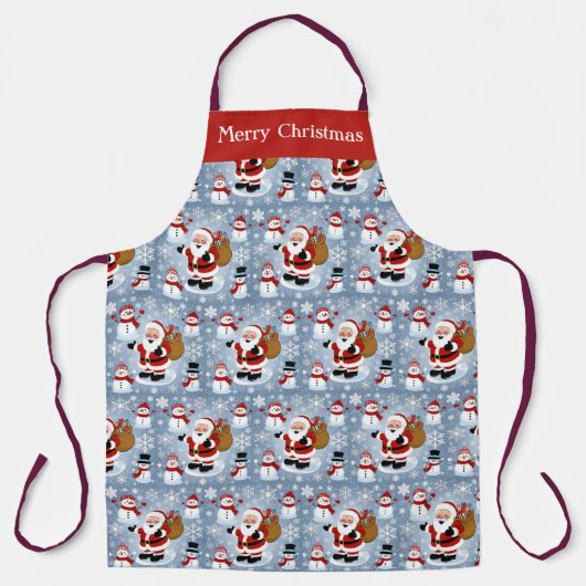 Jolly Santa Claus und Snowmen Weihnachtsmuster Schürze (Vorderseite)