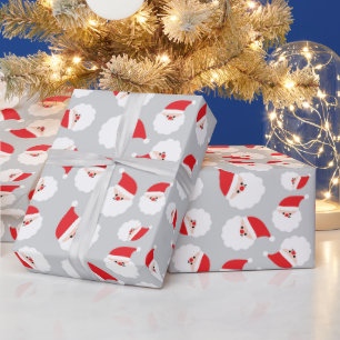 Jolly Santa Claus Weihnachten Gegenwart Grau nahtl Geschenkpapier