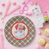 Jolly Santa Claus Weihnachts Kariertes Party Pappteller (Party)