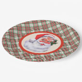 Jolly Santa Claus Weihnachts Kariertes Party Pappteller (Schrägansicht)