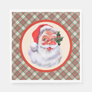 Jolly Santa Claus Weihnachts-Kariertes Party Serviette