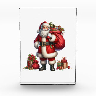 Jolly Santa Claus with gift sack Fotoblock