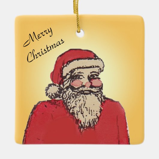 Jolly Santa Claus with Your Text Keramikornament (Vorderseite)